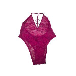 Victorias Secret Womens Pink Lace‎ Bodysuit Lingerie M